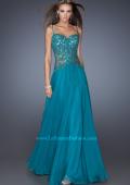 Picture of: Drop Waist Chiffon Prom Dress with Stone Adorned Lace in Green, Style: 20031, Detail Picture 1