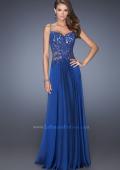 Picture of: Drop Waist Chiffon Prom Dress with Stone Adorned Lace in Blue, Style: 20031, Detail Picture 2