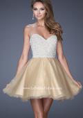 Picture of: A-line Short Dress with Sweetheart Neckline and Pearls in Gold, Style: 20033, Detail Picture 1