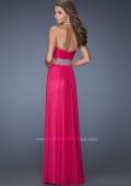 Picture of: Long Net Column Gown with Deco Style Belt and Jewels in Pink, Style: 20034, Back Picture