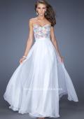 Picture of: Strapless Prom Gown with Lace Bodice and Chiffon Skirt in White, Style: 20036, Main Picture