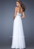 Picture of: Strapless Prom Gown with Lace Bodice and Chiffon Skirt in White, Style: 20036, Back Picture