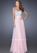 Picture of: Strapless Prom Gown with Lace Bodice and Chiffon Skirt in Pink, Style: 20036, Detail Picture 1