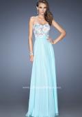 Picture of: Strapless Prom Gown with Lace Bodice and Chiffon Skirt in Blue, Style: 20036, Detail Picture 3
