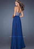 Picture of: Long Chiffon Prom Dress with Satin Bow Belt in Blue, Style: 20041, Back Picture