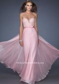 Picture of: Long Strapless Dress with Jeweled Lace and Bow Belt in Pink, Style: 20046, Main Picture