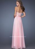 Picture of: Long Strapless Dress with Jeweled Lace and Bow Belt in Pink, Style: 20046, Back Picture