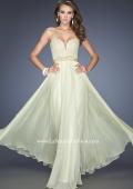 Picture of: Long Strapless Dress with Jeweled Lace and Bow Belt in Yellow, Style: 20046, Detail Picture 3
