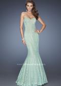 Picture of: Lace Mermaid Prom Dress with Fitted Silhouette in Green, Style: 20047, Detail Picture 3