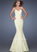 Picture of: Lace Mermaid Prom Dress with Fitted Silhouette in Yellow, Style: 20047, Detail Picture 4