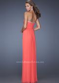 Picture of: Pleated Bodice Net Jersey Long Prom Gown in Orange, Style: 20048, Back Picture