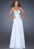 Picture of: Chiffon Prom Gown with Empire Waist and Jewels in White, Style: 20057, Detail Picture 5