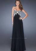 Picture of: Chiffon Prom Gown with Empire Waist and Jewels in Black, Style: 20057, Detail Picture 6