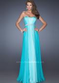 Picture of: A-line Prom Dress with Pearl Belt and Ombre Effect in Blue, Style: 20058, Detail Picture 1