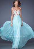 Picture of: Chiffon Prom Gown with Lace, Jewels, and Cut Outs in Blue, Style: 20059, Main Picture