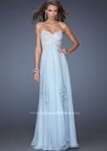 Picture of: Empire Waist Prom Dress with Tiered Skirt and Jeweled Lace in Blue, Style: 20066, Main Picture