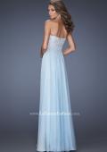 Picture of: Empire Waist Prom Dress with Tiered Skirt and Jeweled Lace in Blue, Style: 20066, Back Picture