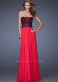 Picture of: Long Chiffon Prom Dress with Belt and Sweetheart Neck in Pink, Style: 20068, Main Picture