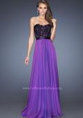 Picture of: Long Chiffon Prom Dress with Belt and Sweetheart Neck in Purple, Style: 20068, Detail Picture 2