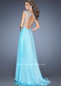 Picture of: Chiffon Prom Dress with Boat Neck and Cap Sleeves in Blue, Style: 20074, Back Picture