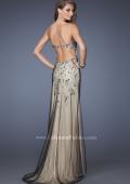 Picture of: Long Prom Dress with Beading and Jewels in Nude, Style: 20080, Back Picture
