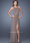 Picture of: Net Jersey Prom Dress with Criss Cross Straps in Brown, Style: 20092, Detail Picture 3