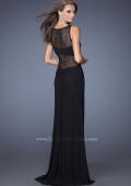 Picture of: Jersey and Lace Combination Prom Dress with High Slit in Black, Style: 20093, Back Picture