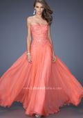 Picture of: Drop Waist Long Chiffon Prom Dress with Jeweled Lace in Orange, Style: 20108, Main Picture