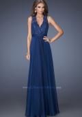 Picture of: V Neck Prom Dress with Gathered Skirt and Illusion Sleeves in Blue, Style: 20109, Main Picture