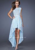 Picture of: High-Low Skirt Prom Dress with Illusion Lace in Blue, Style: 20113, Main Picture