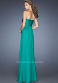 Picture of: Fitted Prom Dress with Layered Skirt and Pleated Bodice in Green, Style: 20129, Back Picture