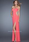 Picture of: Fitted Net Jersey Dress with Side Slit and Ruching in Pink, Style: 20130, Detail Picture 1
