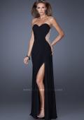 Picture of: Fitted Net Jersey Dress with Side Slit and Ruching in Black, Style: 20130, Detail Picture 3