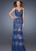 Picture of: Lace Prom Dress with Sweetheart Neckline and Belt in Blue, Style: 20131, Main Picture