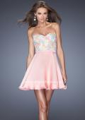 Picture of: Short Prom Dress with Full Satin Skirt and Open Back in Pink, Style: 20133, Main Picture
