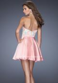 Picture of: Short Prom Dress with Full Satin Skirt and Open Back in Pink, Style: 20133, Back Picture
