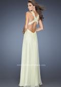 Picture of: Empire Waist, V Neck Gown with Ruched Bodice in Yellow, Style: 20134, Back Picture