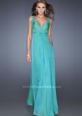 Picture of: Empire Waist, V Neck Gown with Ruched Bodice in Green, Style: 20134, Detail Picture 2