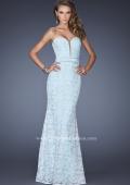 Picture of: Strapless White Lace Dress with Plunging Neckline in Blue, Style: 20138, Main Picture