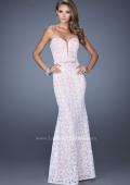 Picture of: Strapless White Lace Dress with Plunging Neckline in Pink, Style: 20138, Detail Picture 1