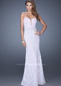 Picture of: Strapless White Lace Dress with Plunging Neckline in Pink, Style: 20138, Detail Picture 2