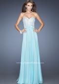 Picture of: Chiffon Prom Dress with Boat Neck and Cap Sleeves in Blue, Style: 20139, Main Picture