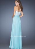Picture of: Chiffon Prom Dress with Boat Neck and Cap Sleeves in Blue, Style: 20139, Back Picture