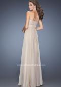 Picture of: Long Chiffon Prom Gown with Pleated Bodice and Beading in Nude, Style: 20140, Back Picture