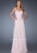 Picture of: Long Chiffon Prom Gown with Pleated Bodice and Beading in Pink, Style: 20140, Detail Picture 1