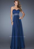 Picture of: Long Chiffon Prom Gown with Pleated Bodice and Beading in Blue, Style: 20140, Detail Picture 3