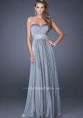 Picture of: Long Chiffon Prom Gown with Pleated Bodice and Beading in Silver, Style: 20140, Detail Picture 4