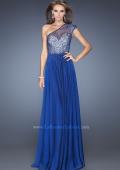 Picture of: A-line Chiffon Prom Dress with Sheer Net Detailing in Blue, Style: 20141, Main Picture