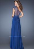 Picture of: A-line Chiffon Prom Dress with Sheer Net Detailing in Blue, Style: 20141, Back Picture