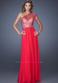 Picture of: A-line Chiffon Prom Dress with Sheer Net Detailing in Pink, Style: 20141, Detail Picture 1